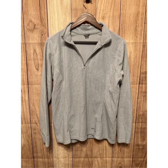 Eddie Bauer Large grey womens quarter zip fleece sweatshirt top - Picture 4 of 6